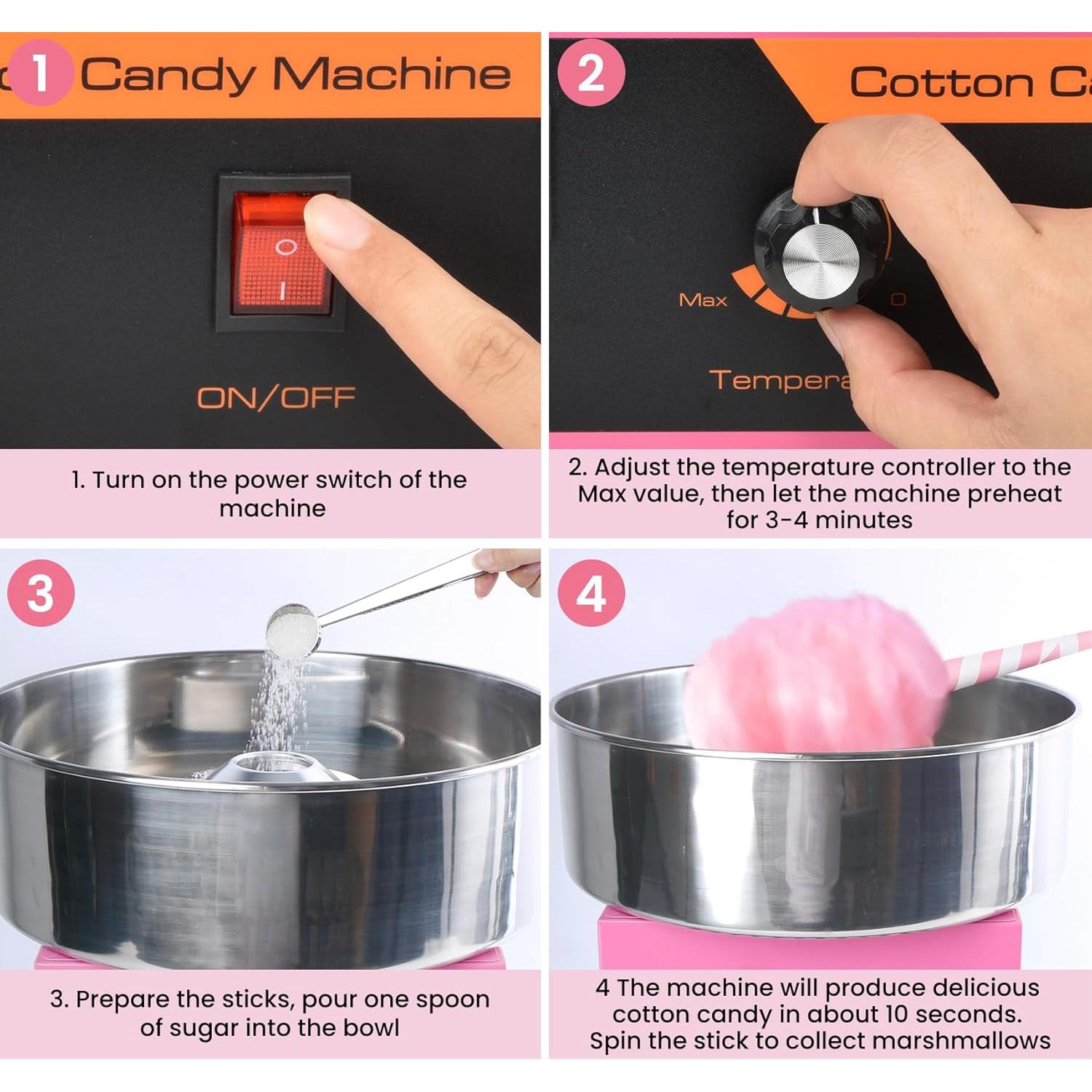 Máquina de Algodón de Azúcar Comercial Ajgvq 1000W Rosa