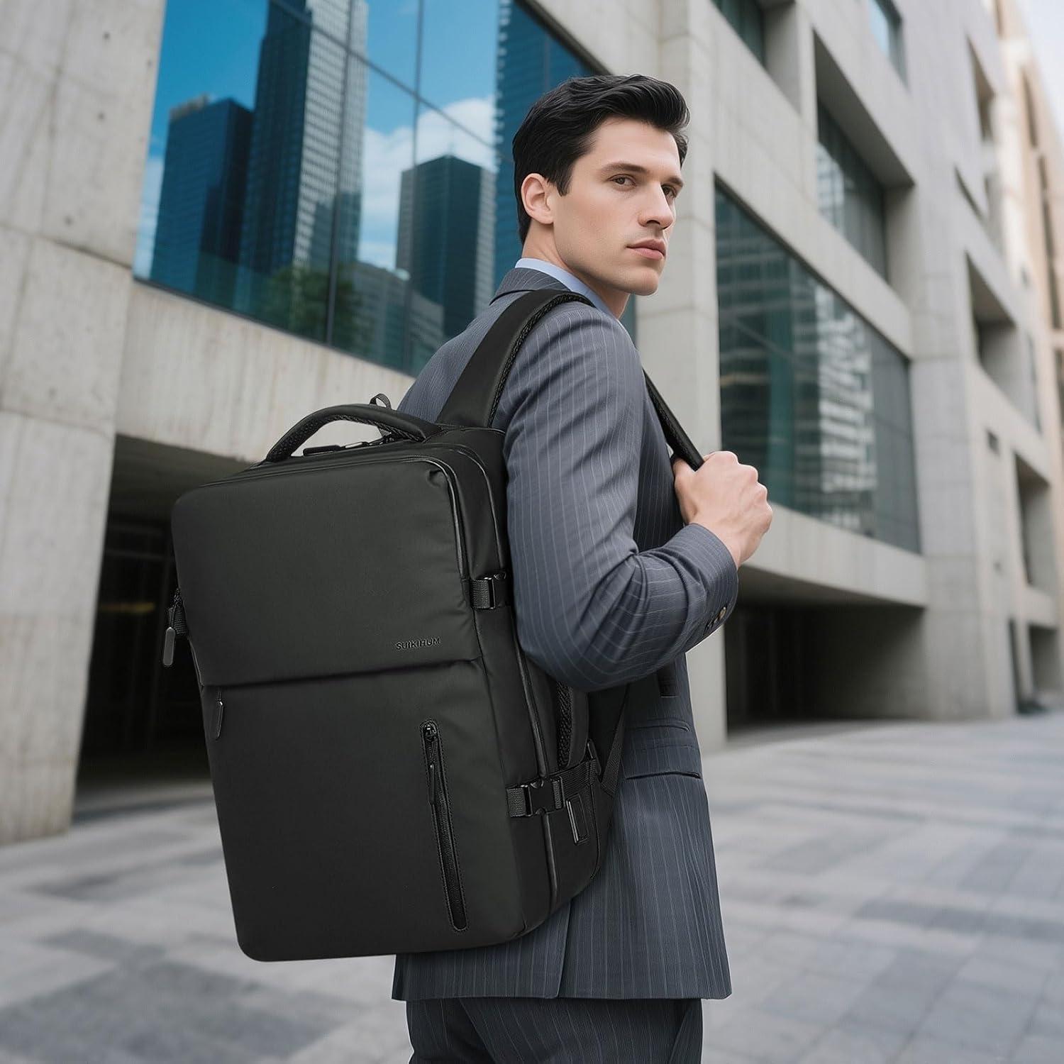 Mochila de Viaje de Negocios SUIKIHUM 16" USB C/A Negra