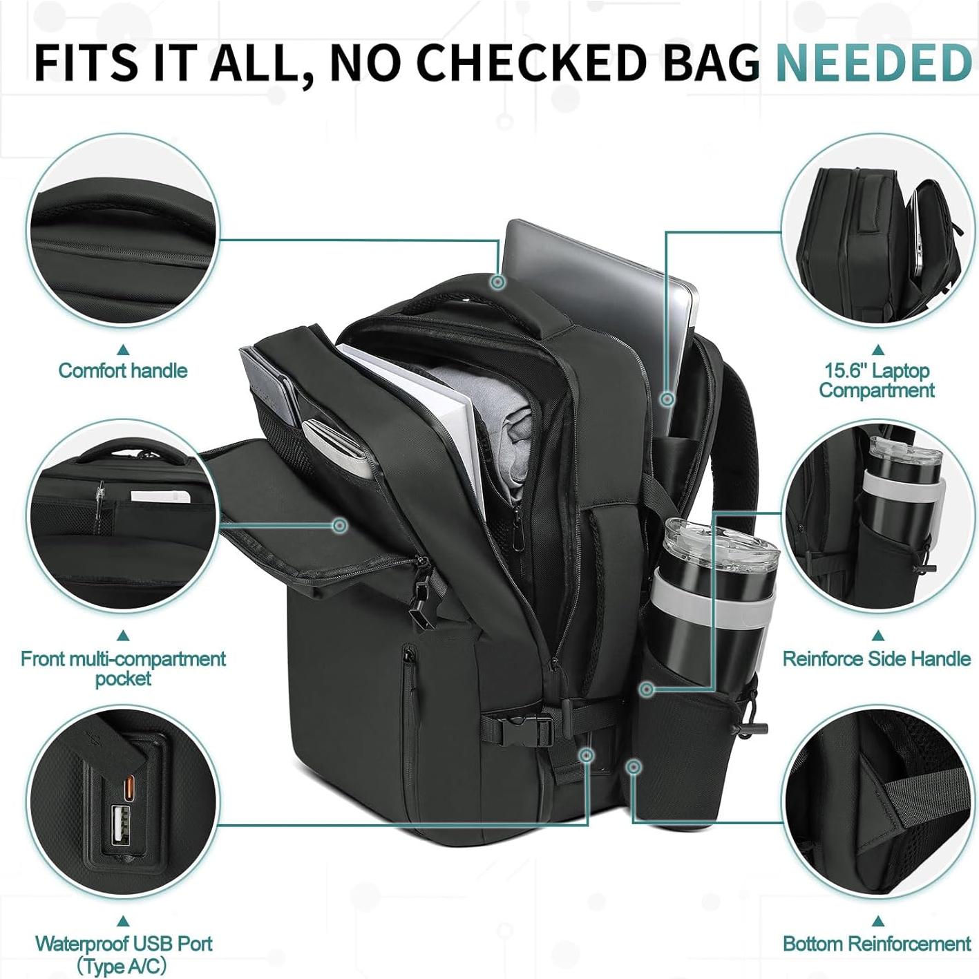 Mochila de Viaje de Negocios SUIKIHUM 16" USB C/A Negra