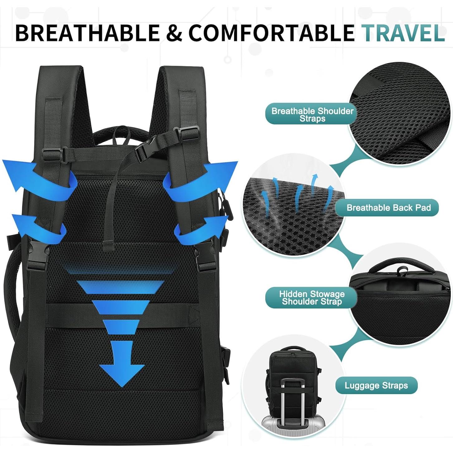 Mochila de Viaje de Negocios SUIKIHUM 16" USB C/A Negra