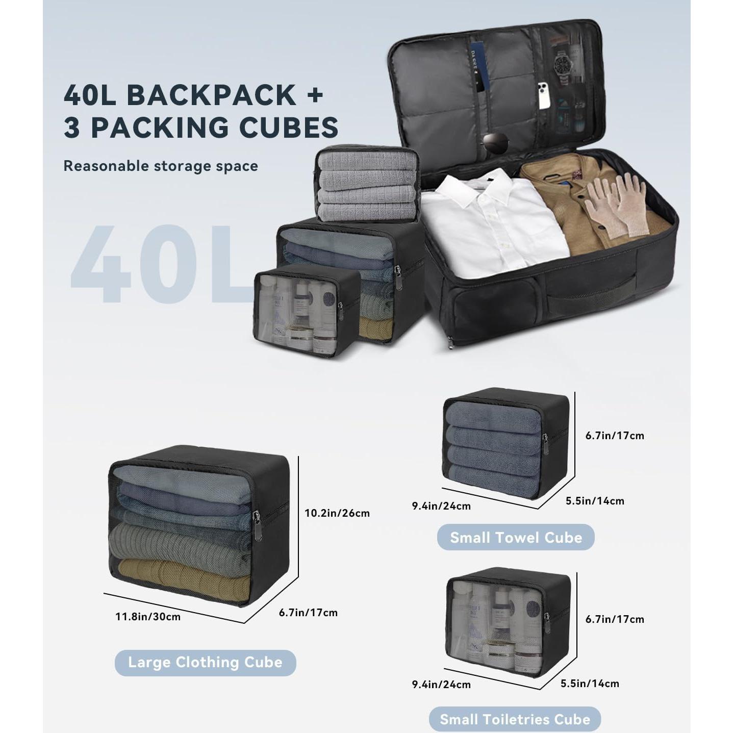 Mochila de Viaje 50L Devonwide Negra Aprobada para Vuelo