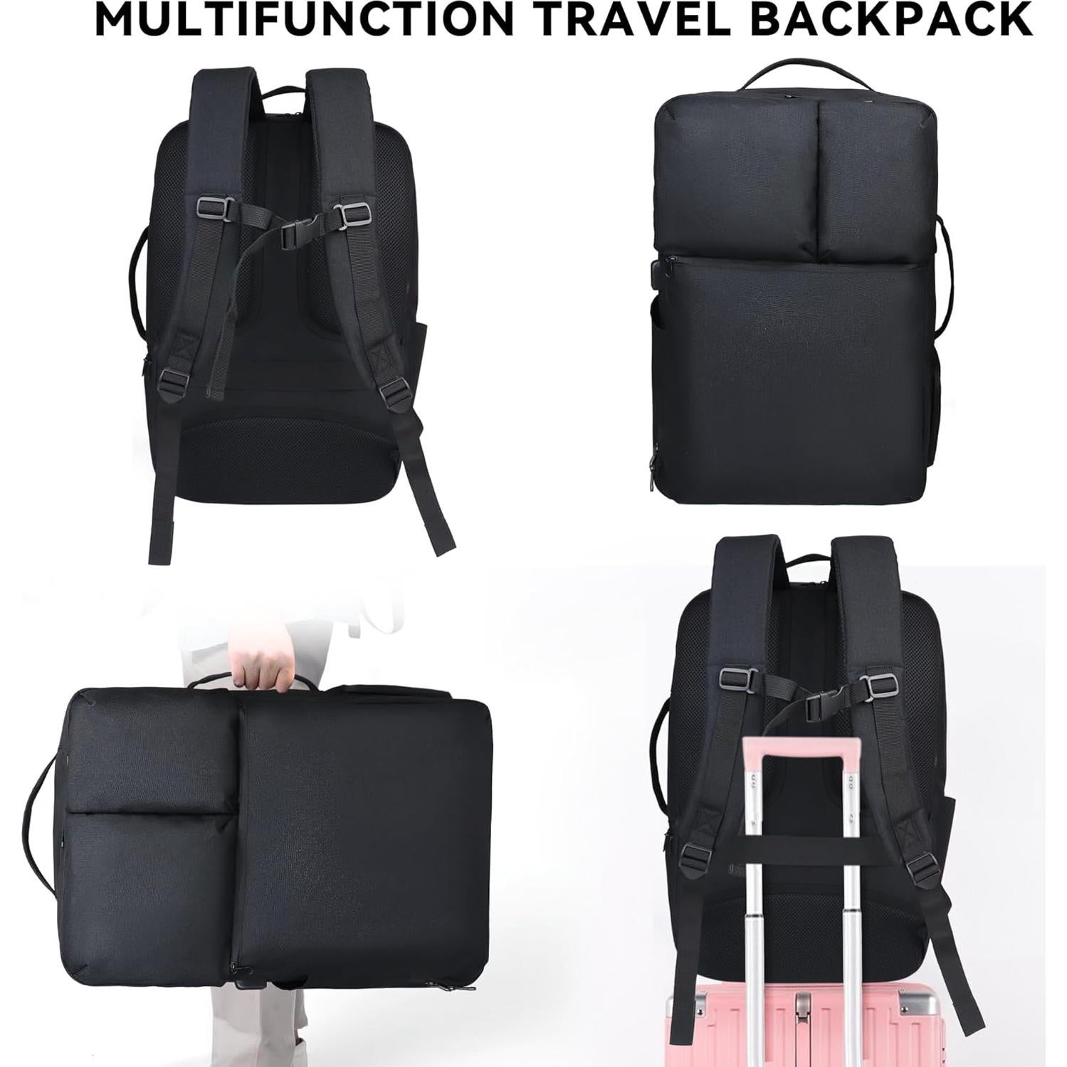 Mochila de Viaje 50L Devonwide Negra Aprobada para Vuelo