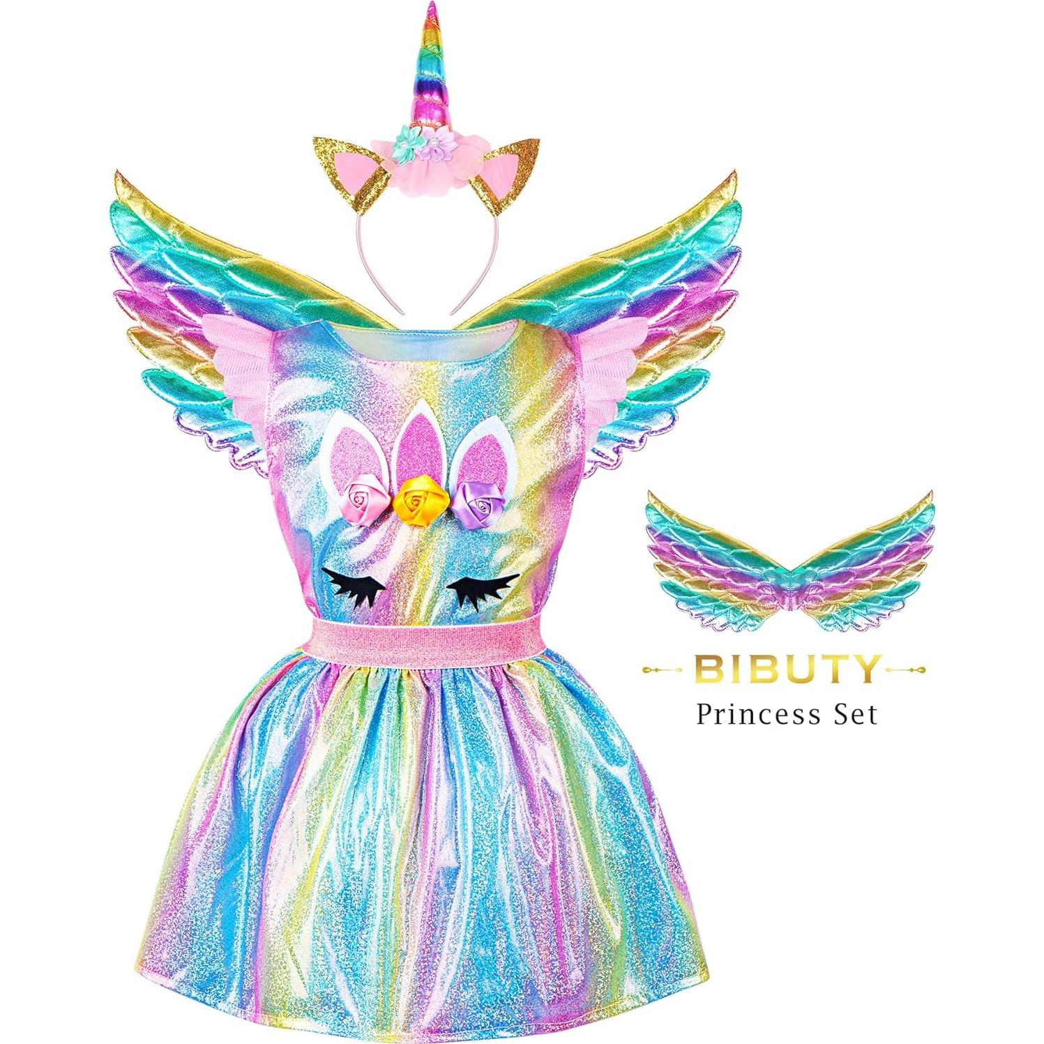 Kids Princess Dress Up Clothes for Toddler Girls, Pretend Play & Dress Up Kids Princess Costume Set with Princess Dresses Crown for Little Girls, Princess Toys Gifts for 3-6 Toddler Girls