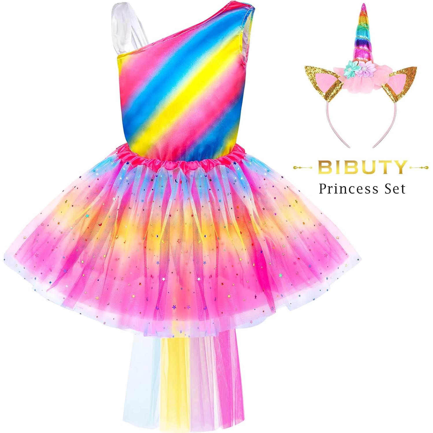 Kids Princess Dress Up Clothes for Toddler Girls, Pretend Play & Dress Up Kids Princess Costume Set with Princess Dresses Crown for Little Girls, Princess Toys Gifts for 3-6 Toddler Girls