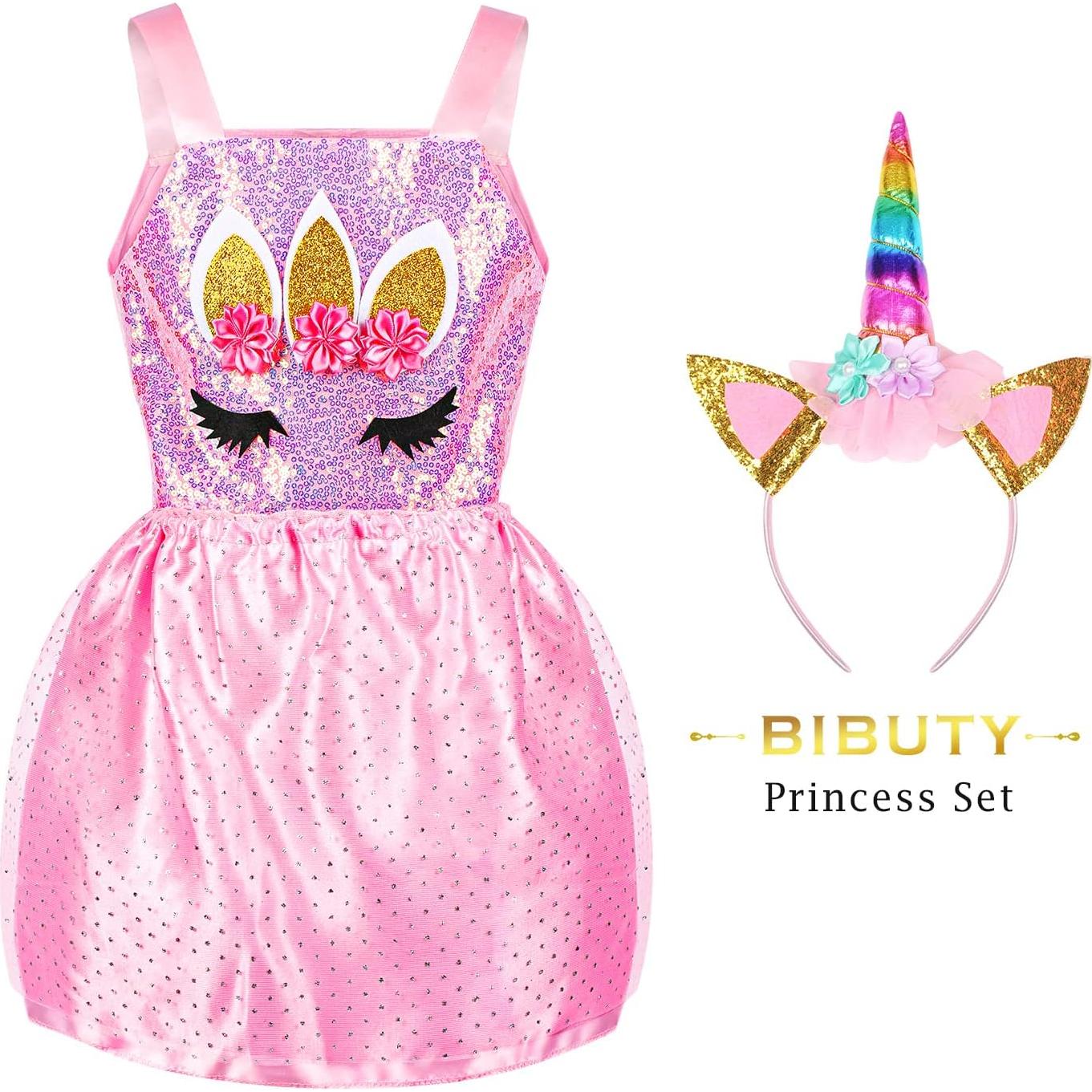 Kids Princess Dress Up Clothes for Toddler Girls, Pretend Play & Dress Up Kids Princess Costume Set with Princess Dresses Crown for Little Girls, Princess Toys Gifts for 3-6 Toddler Girls