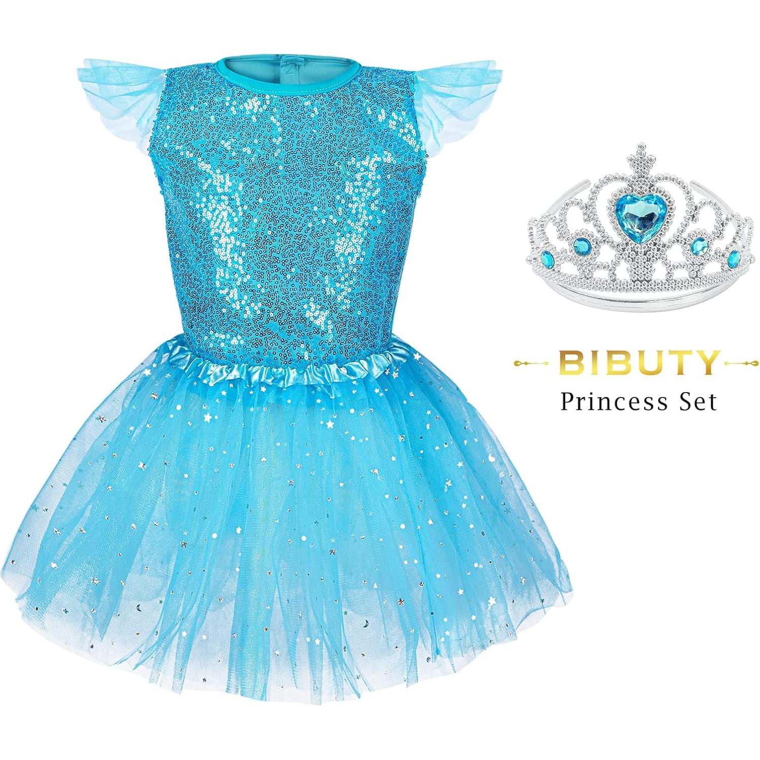 Kids Princess Dress Up Clothes for Toddler Girls, Pretend Play & Dress Up Kids Princess Costume Set with Princess Dresses Crown for Little Girls, Princess Toys Gifts for 3-6 Toddler Girls