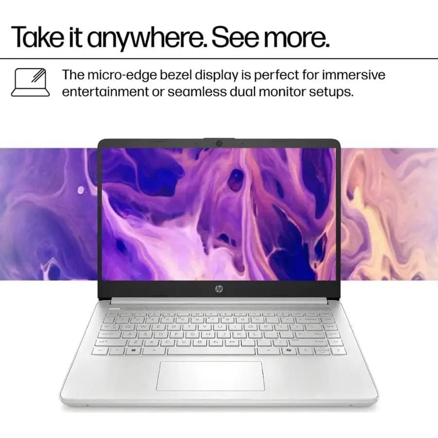 Laptop HP 14" Intel N150 16GB RAM 384GB Almacenamiento Plata