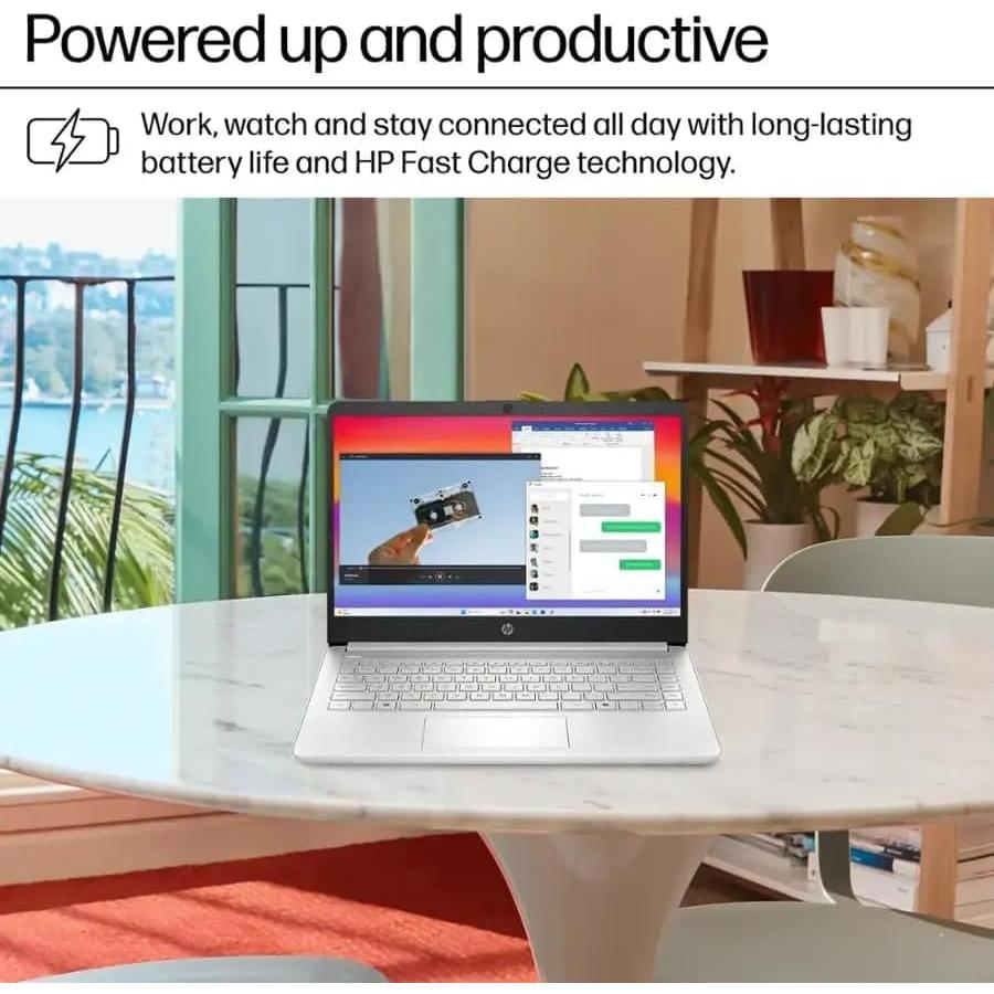 Laptop HP 14" Intel N150 16GB RAM 384GB Almacenamiento Plata