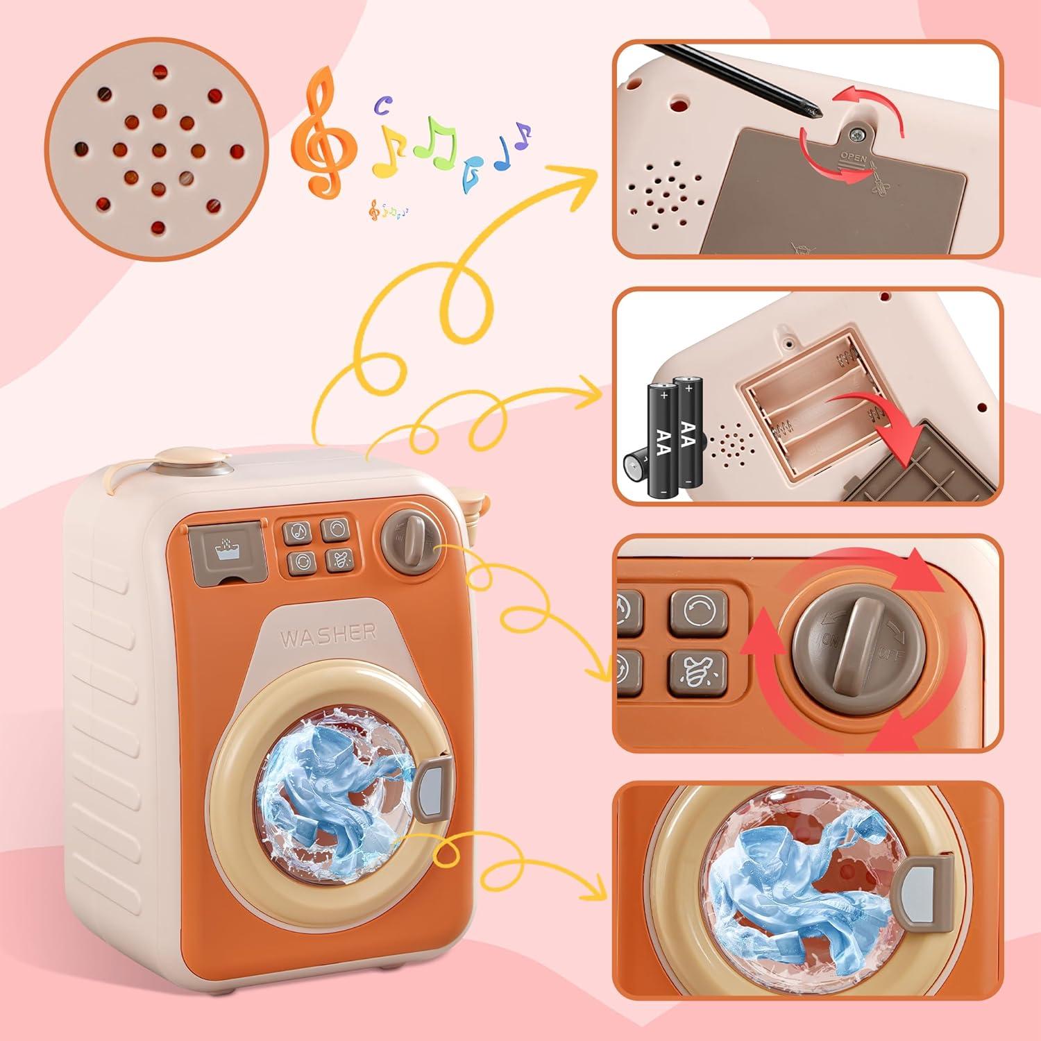 Mini Lavadora Realista HENG JIE TOYS con Efectos de Luz y Sonido