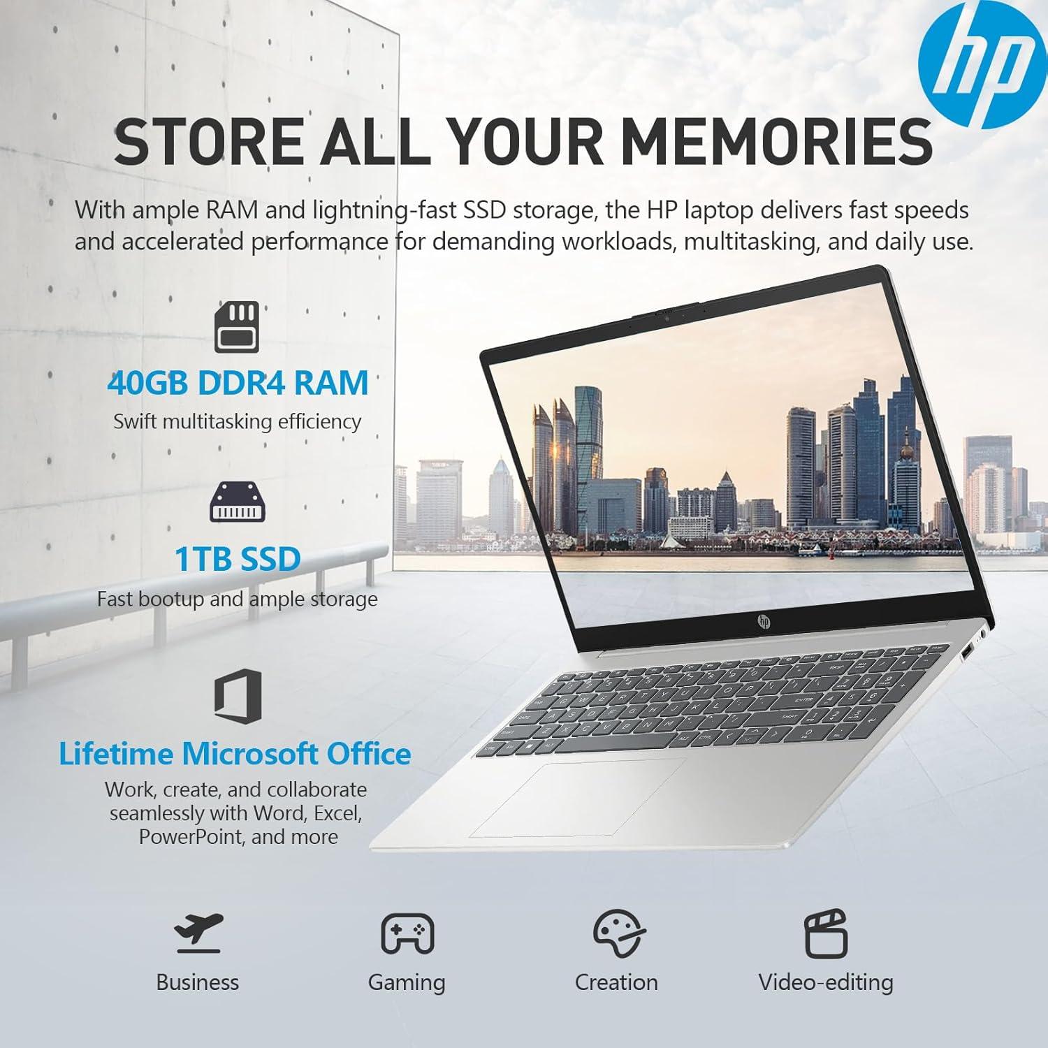 Laptop HP Esencial 15.6" Touch Intel i5 40GB RAM 1TB SSD
