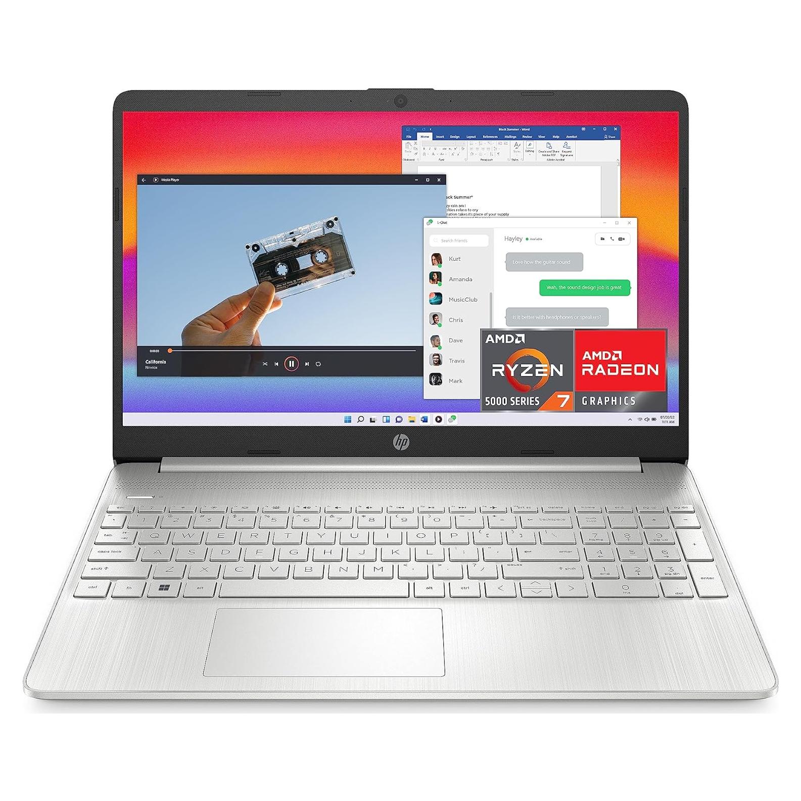 Laptop HP 15.6" AMD Ryzen 7 5700U 8GB RAM 256GB SSD