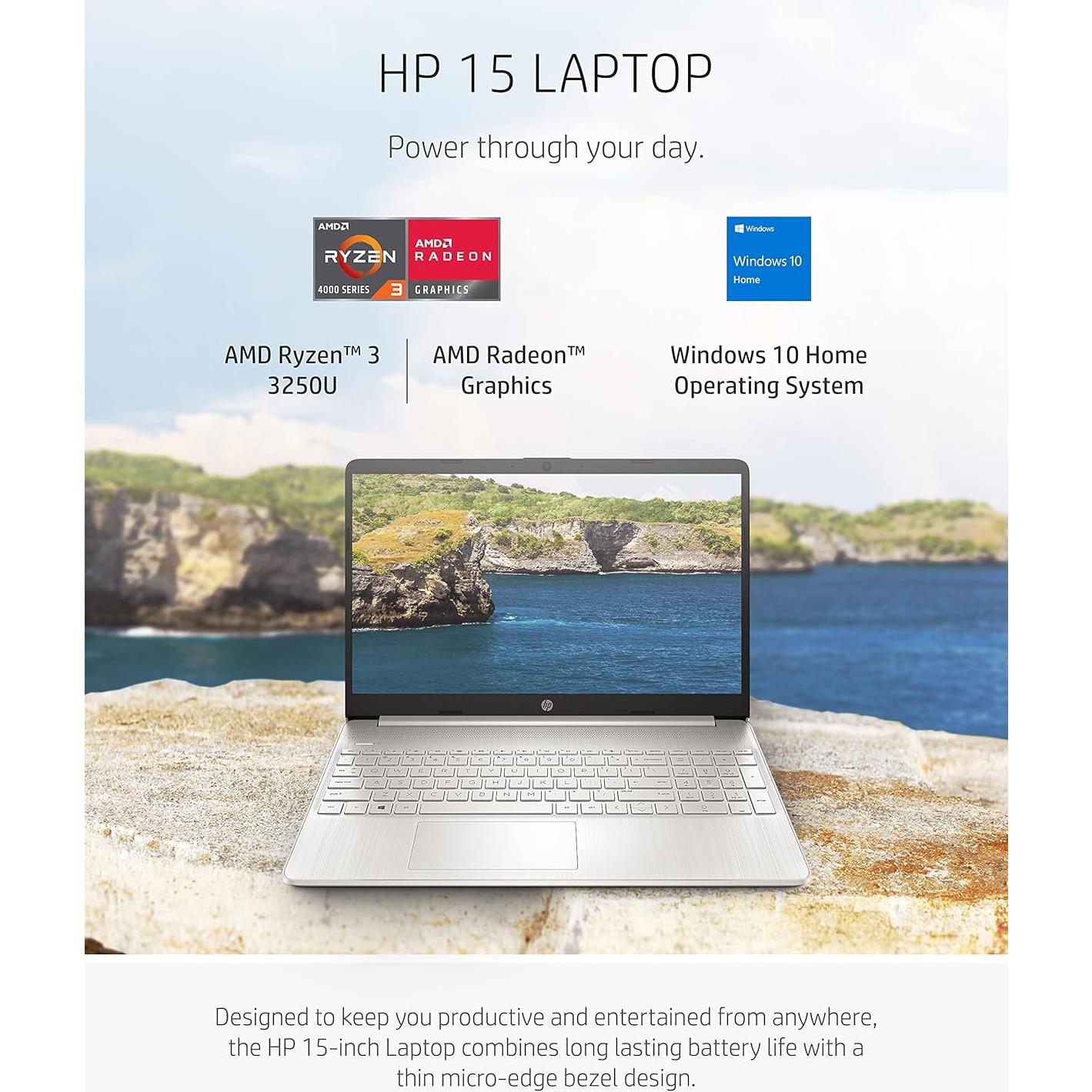 Laptop HP 15 - AMD Ryzen 3, 8GB RAM, 256GB SSD, 15.6" FHD