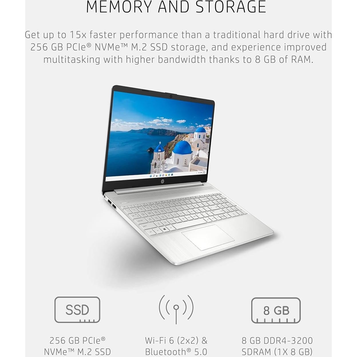 Laptop HP 15 Ryzen 3 5300U 8GB RAM 256GB SSD Pantalla 15.6"