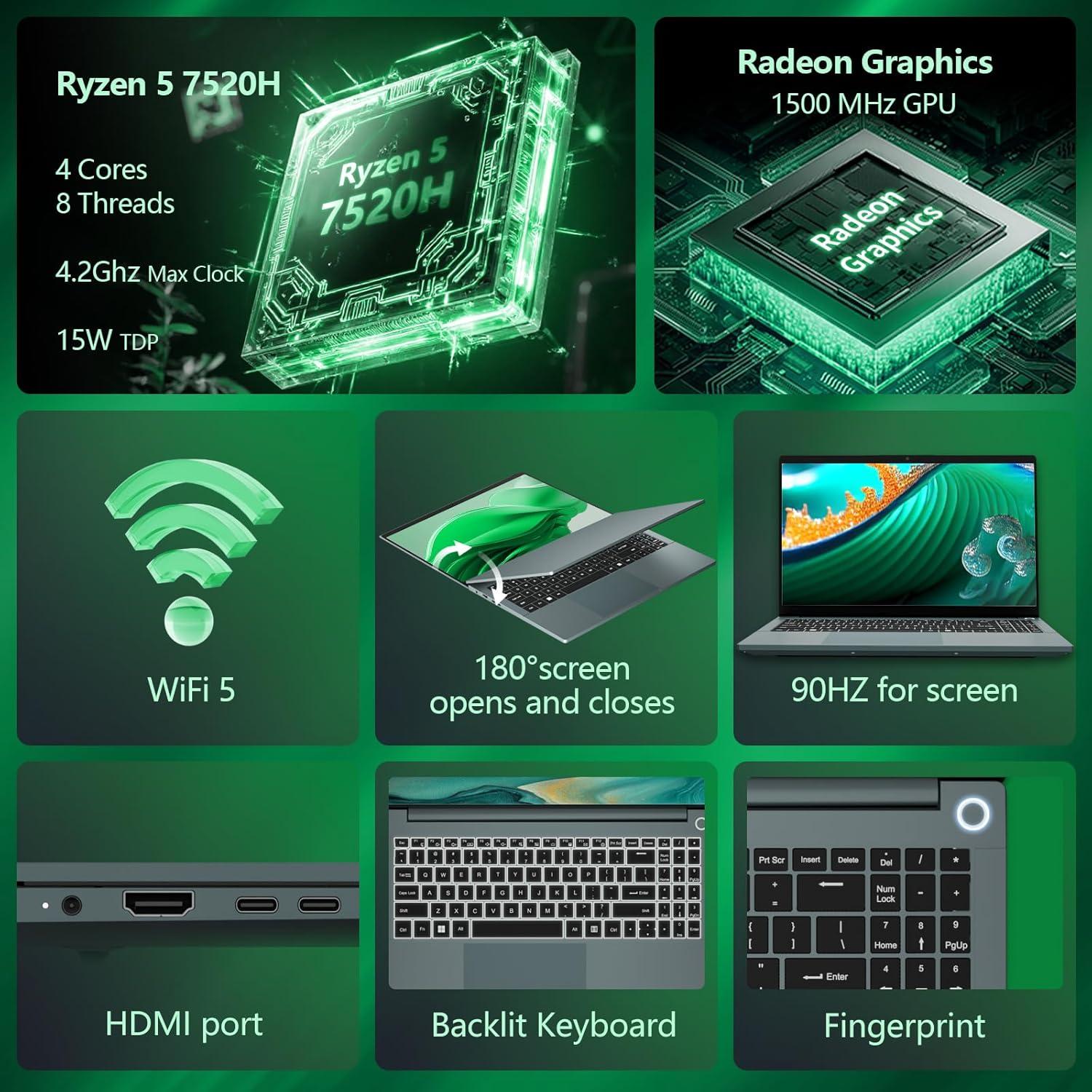 Laptop AVENKA 15.6" R5 7520H 16GB RAM 512GB SSD Win11 Pro