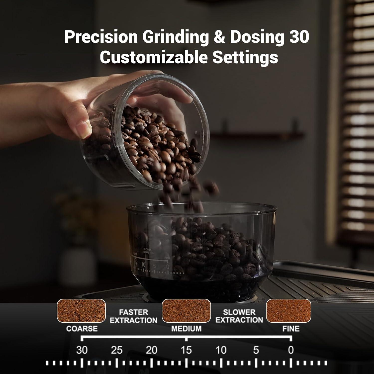 Cafetera Espresso Gevi 20 Bar con Molinillo y Espumador