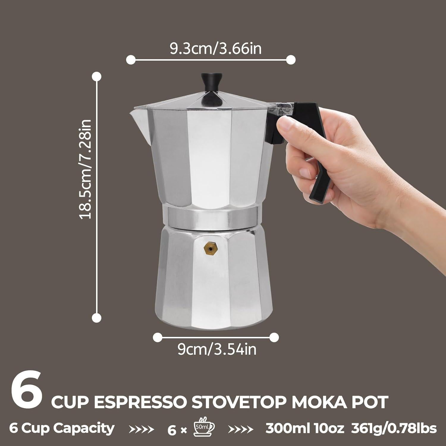 Cafetera Moka Mogrecha 6 Tazas Aluminio 300ml Manual