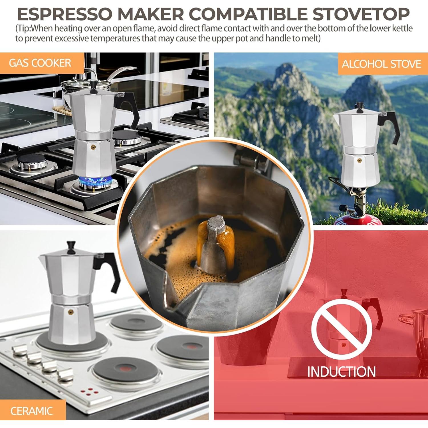 Cafetera Moka Mogrecha 6 Tazas Aluminio 300ml Manual