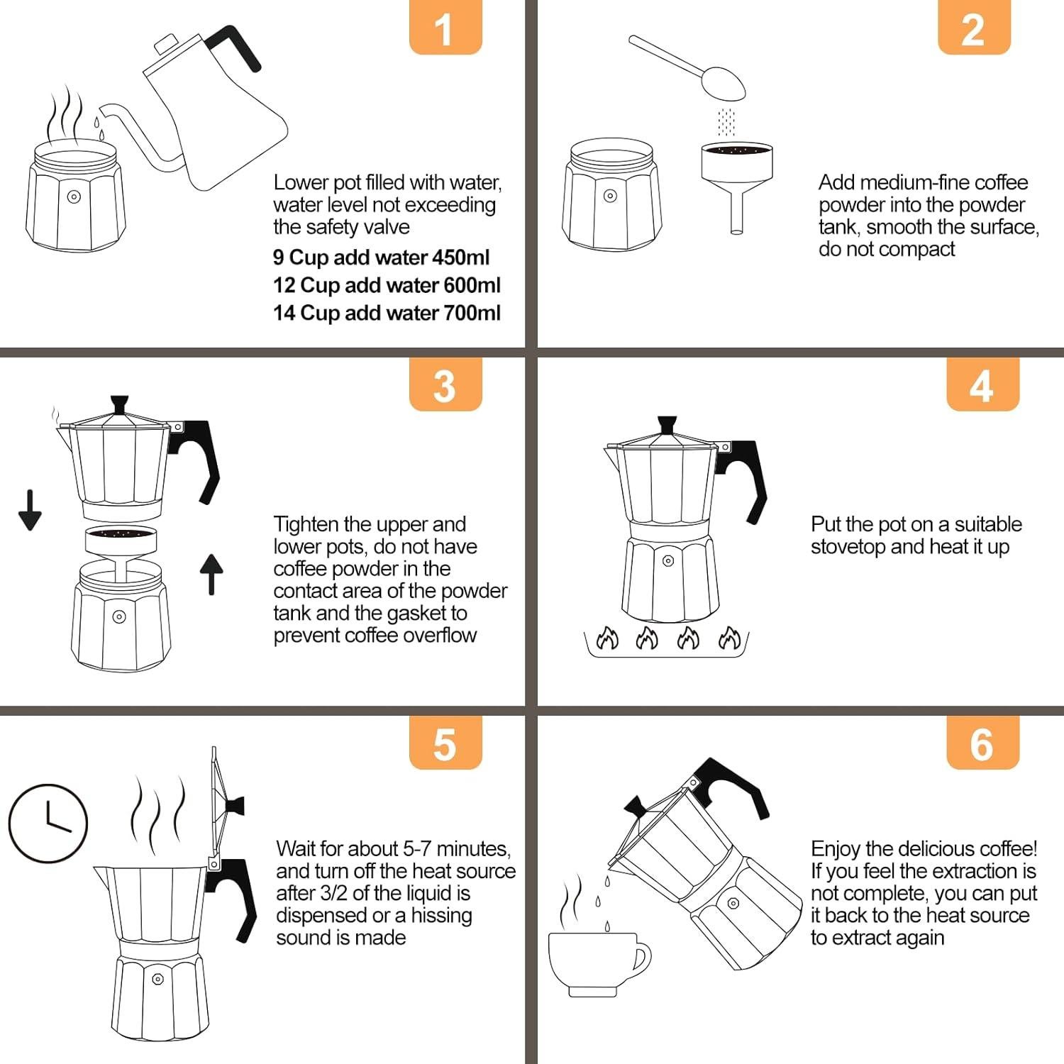 Cafetera Moka Mogrecha 6 Tazas Aluminio 300ml Manual