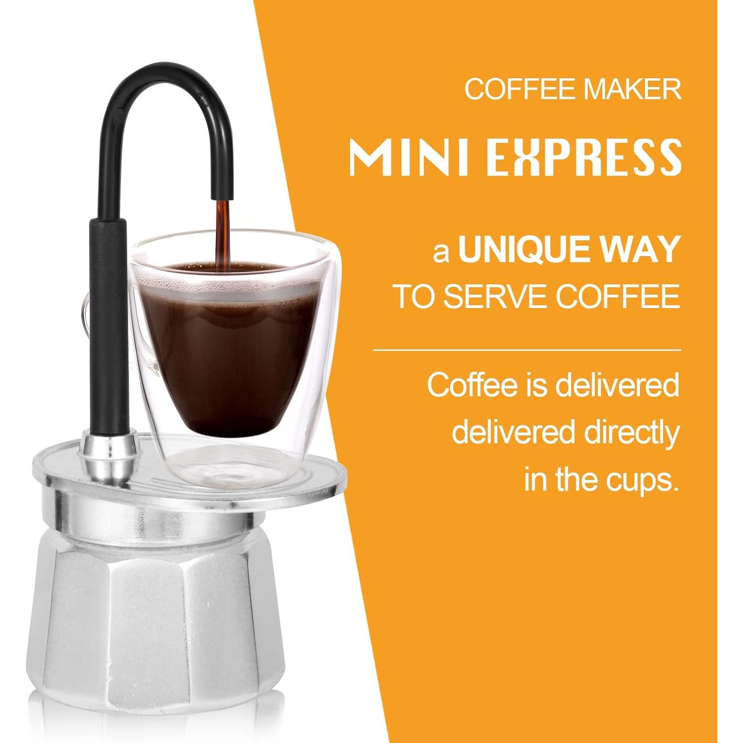 Cafetera Moka MVPLUE Mini Express + Taza Doble Pared 3oz