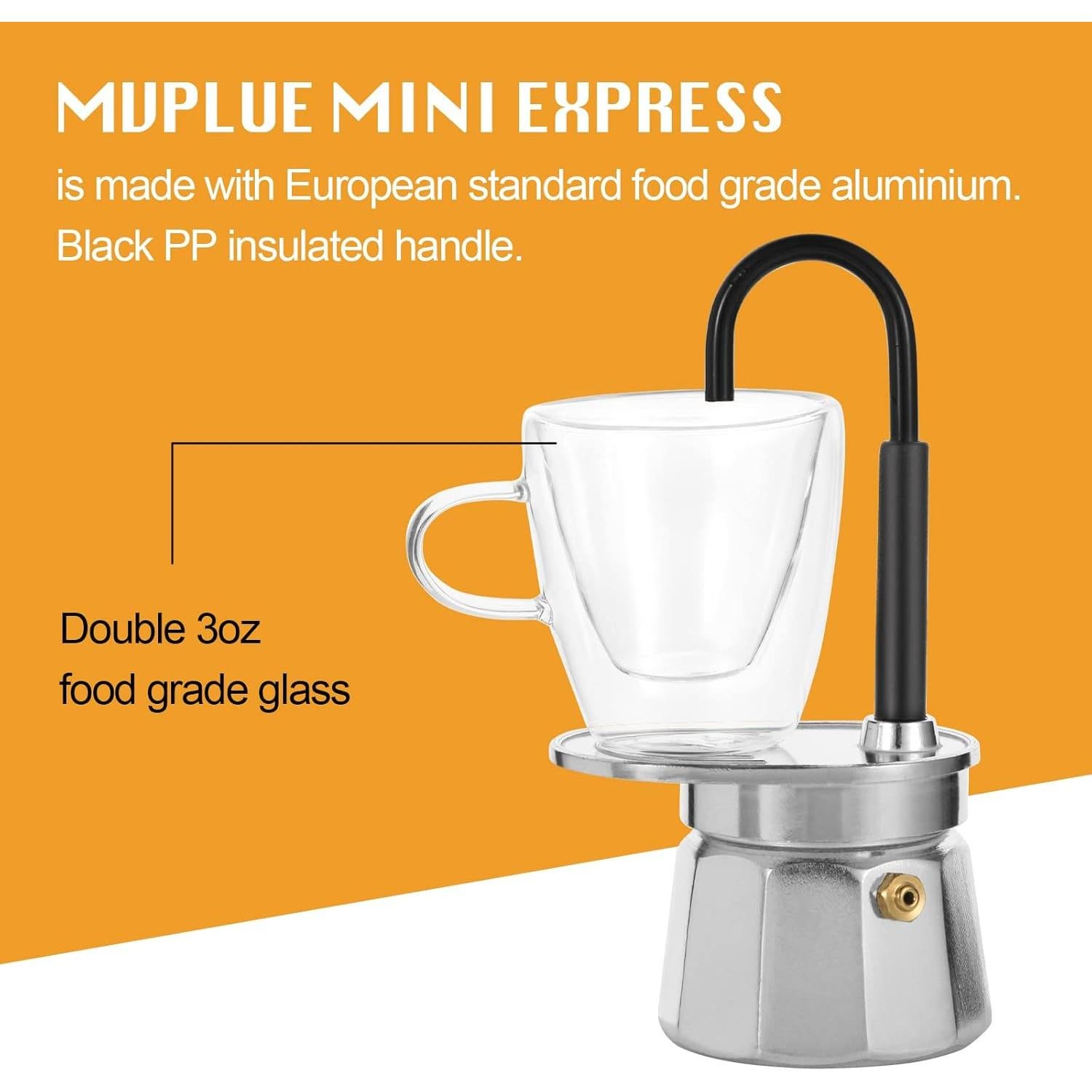 Cafetera Moka MVPLUE Mini Express + Taza Doble Pared 3oz