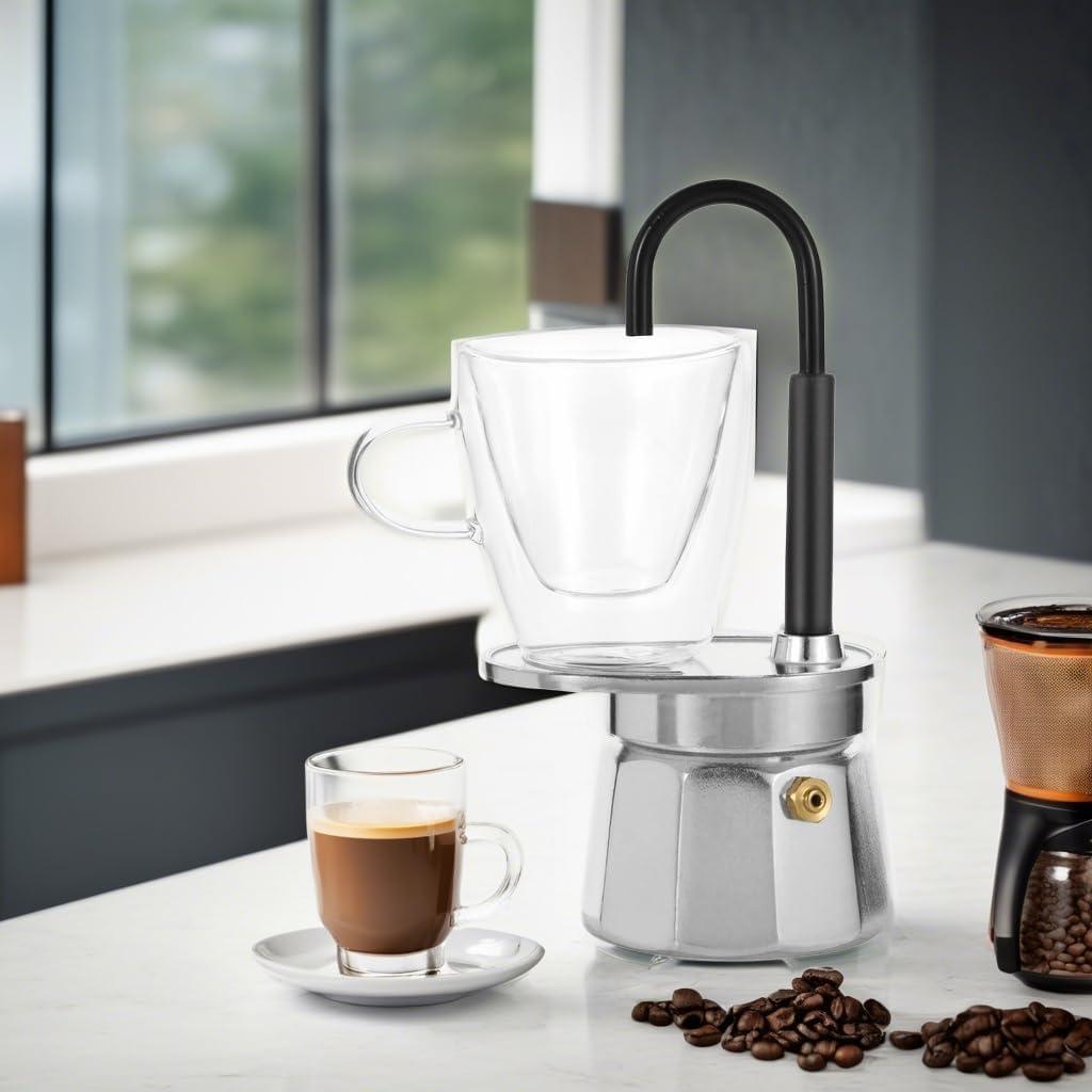 Cafetera Moka MVPLUE Mini Express + Taza Doble Pared 3oz