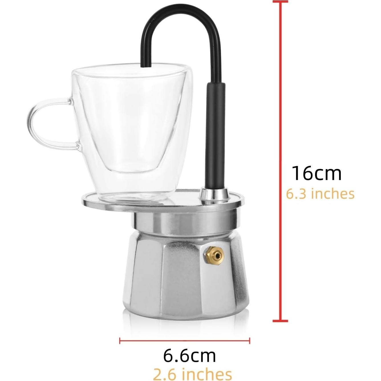 Cafetera Moka MVPLUE Mini Express + Taza Doble Pared 3oz