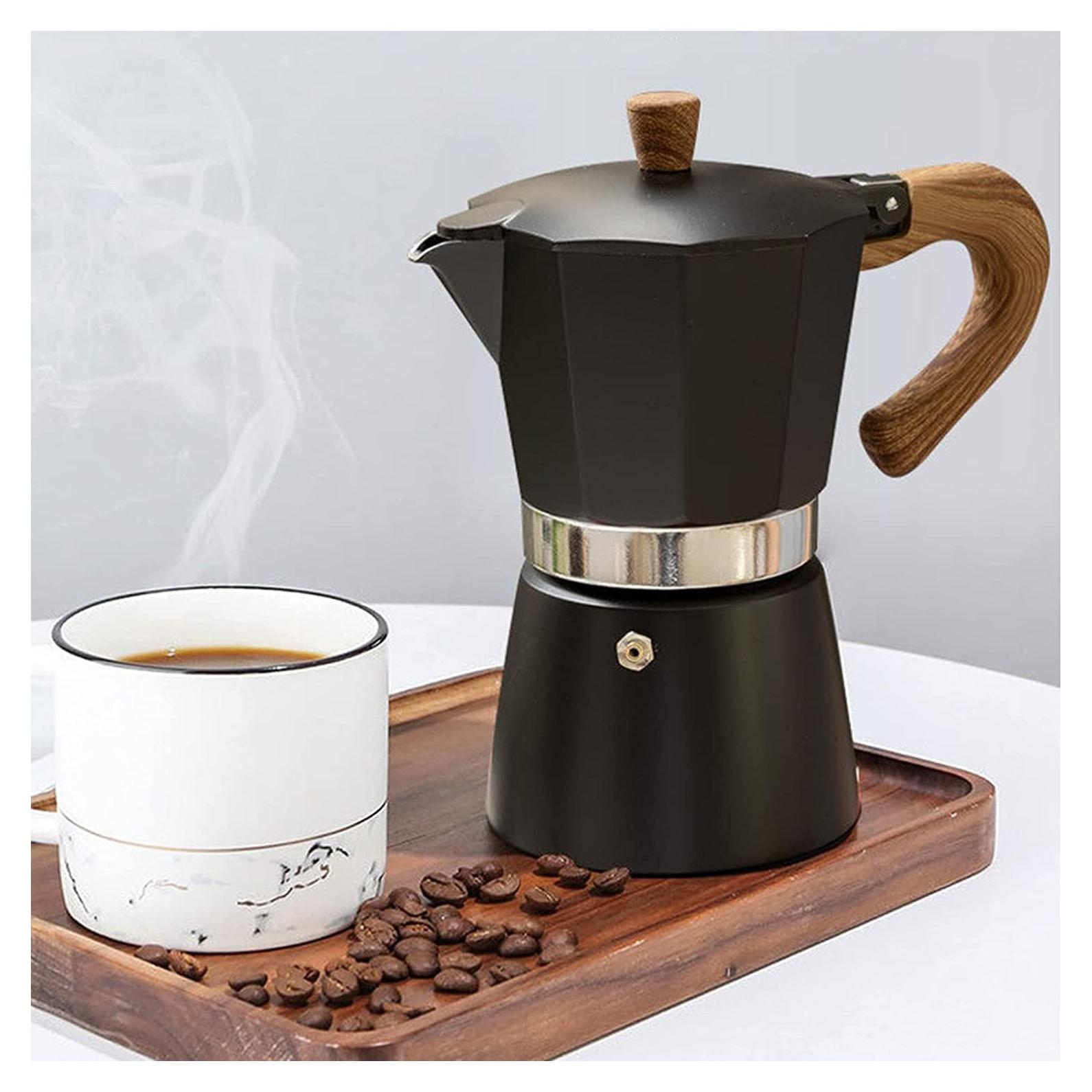 Cafetera Moka Pot Conyee 6 Tazas 300 ML Aluminio Negro