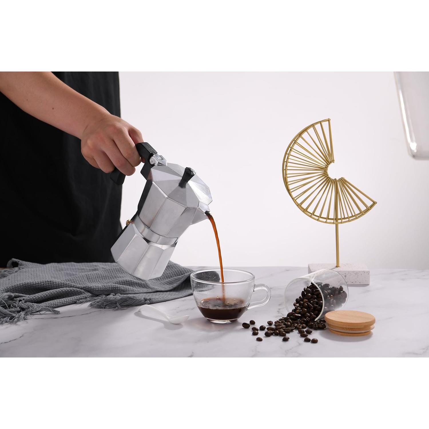 Cafetera Espresso Moka Pot MVPLUE 6 Tazas Aluminio Plateado