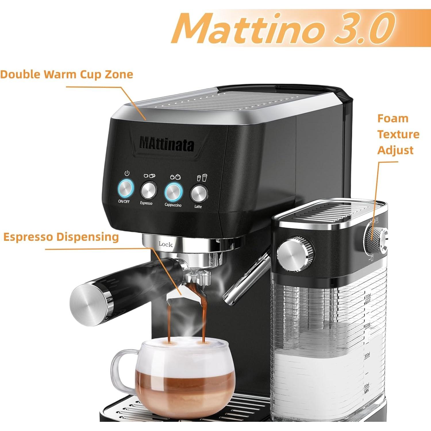 MAttinata Máquina de Espresso 20 Bar, Cappuccino Automático