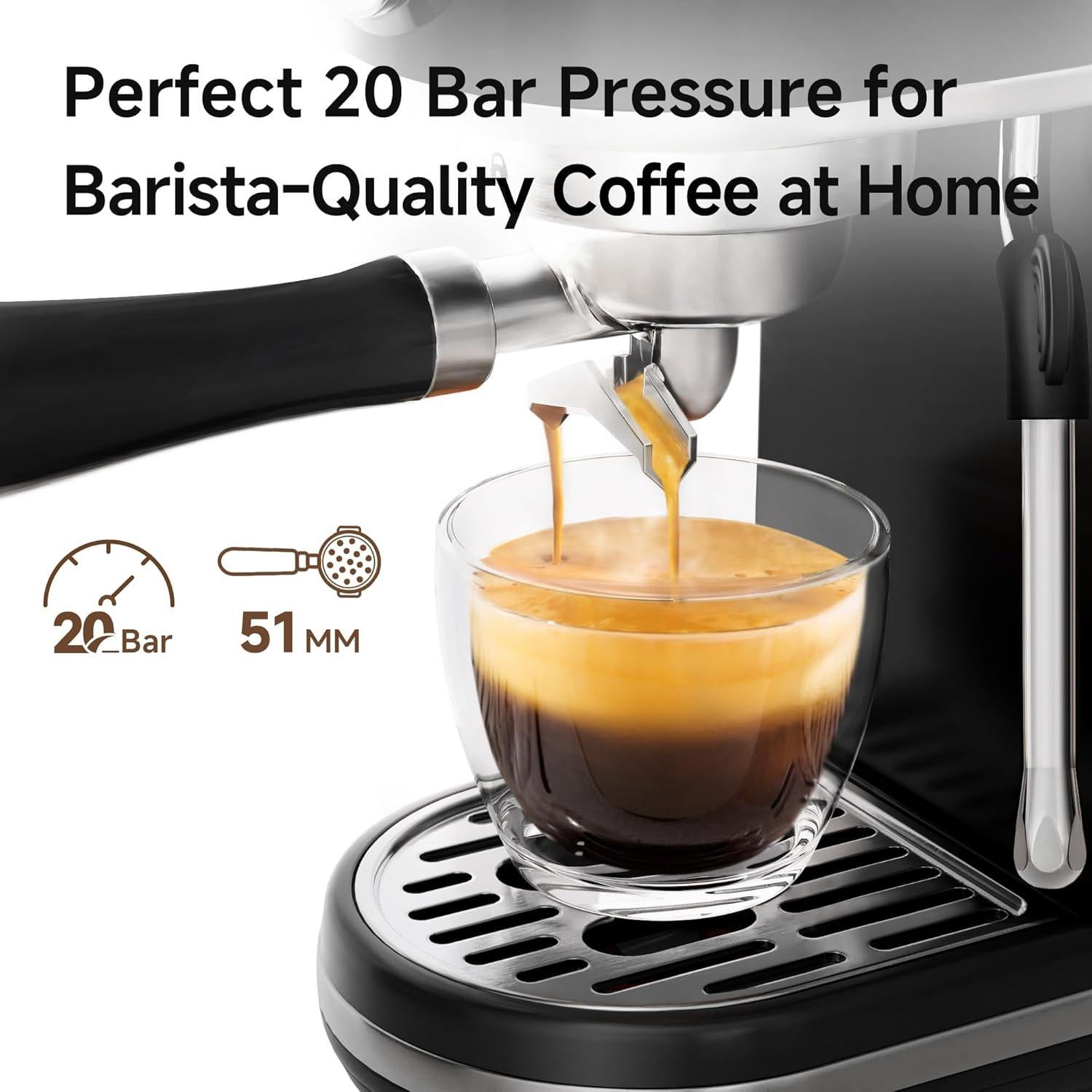 Máquina de Espresso HiBREW H10B - 51mm - Acero Inoxidable Negro
