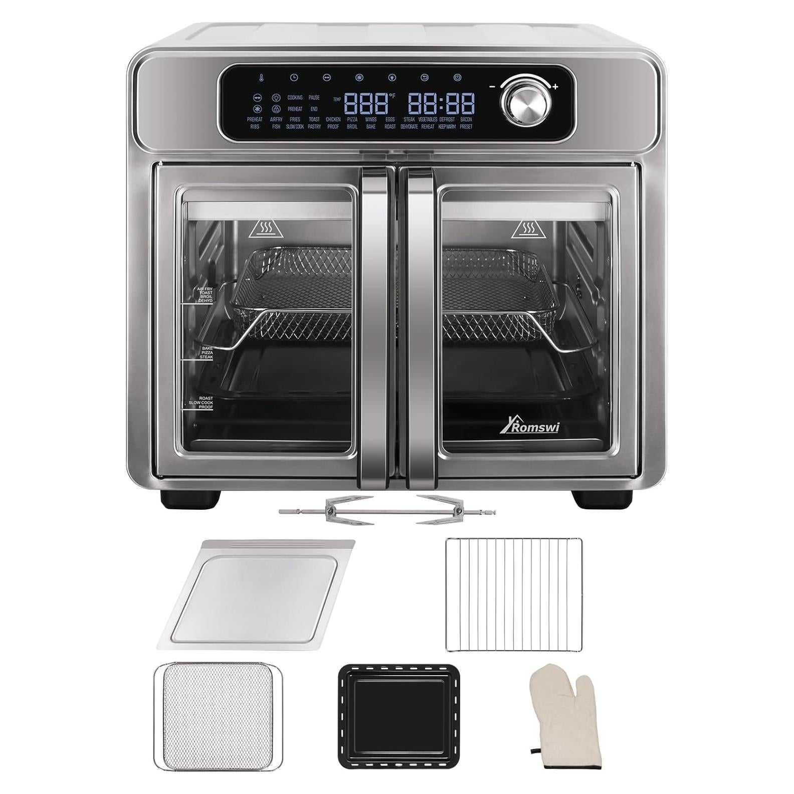 Horno Tostador de Aire Romswi 26QT Acero Inoxidable 24 Funciones