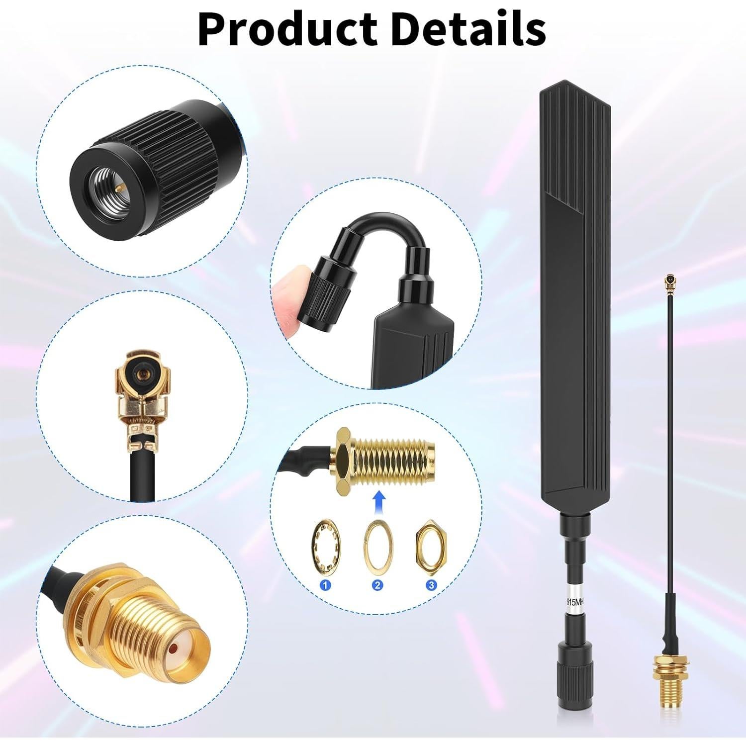 Antena LoRa Meshtastic 915MHz 10dBi SMA Macho 20cm a Prueba de Agua