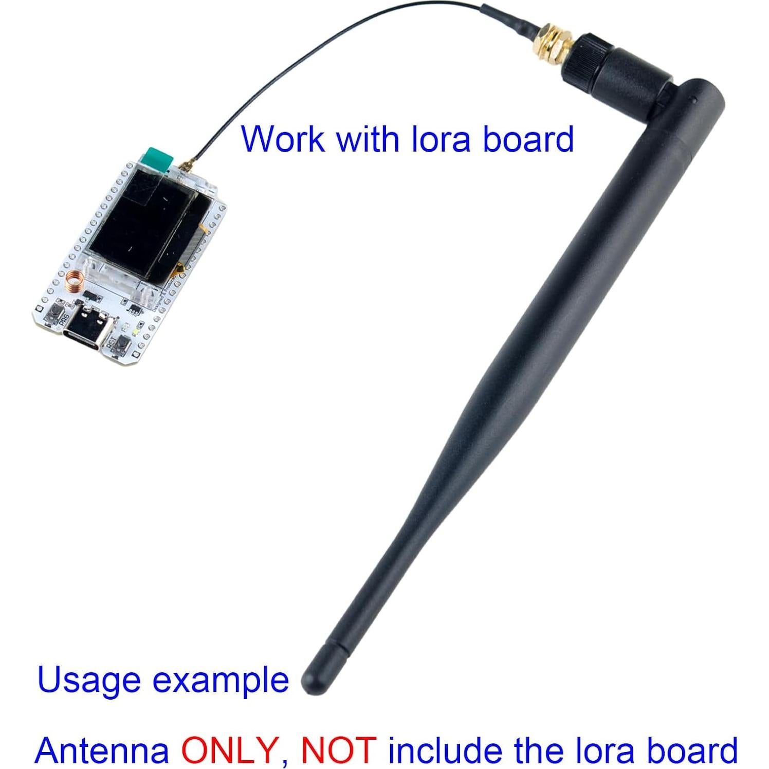 Antena LoRa 915MHz 5dBi DIYmall con Cable U.FL a SMA - 2 Pcs
