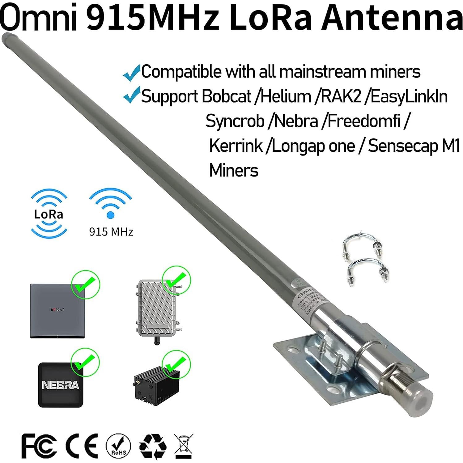 Antena Omnidireccional Qifan 10dBi 0.9m con Cable SMA 5m