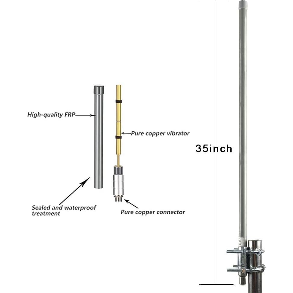 Antena Omnidireccional Qifan 10dBi 0.9m con Cable SMA 5m