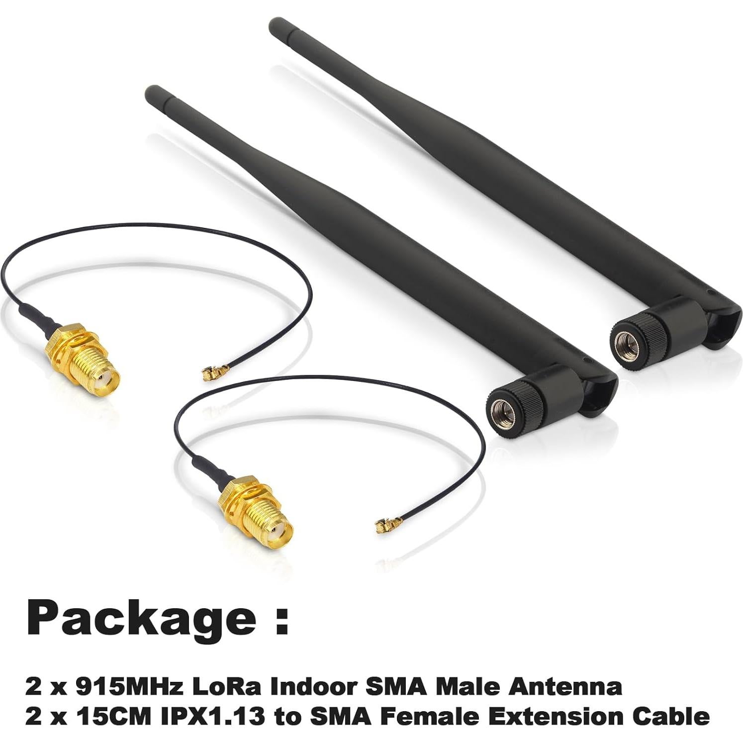 Antena LoRa 915MHz X~wind 3dBi Omni SMA + 2 Cables IPX 15cm