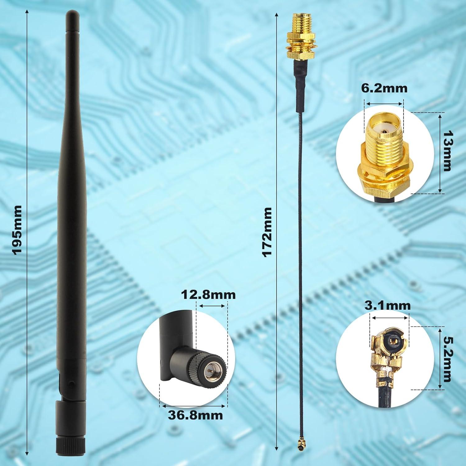 Antena LoRa 915MHz X~wind 3dBi Omni SMA + 2 Cables IPX 15cm