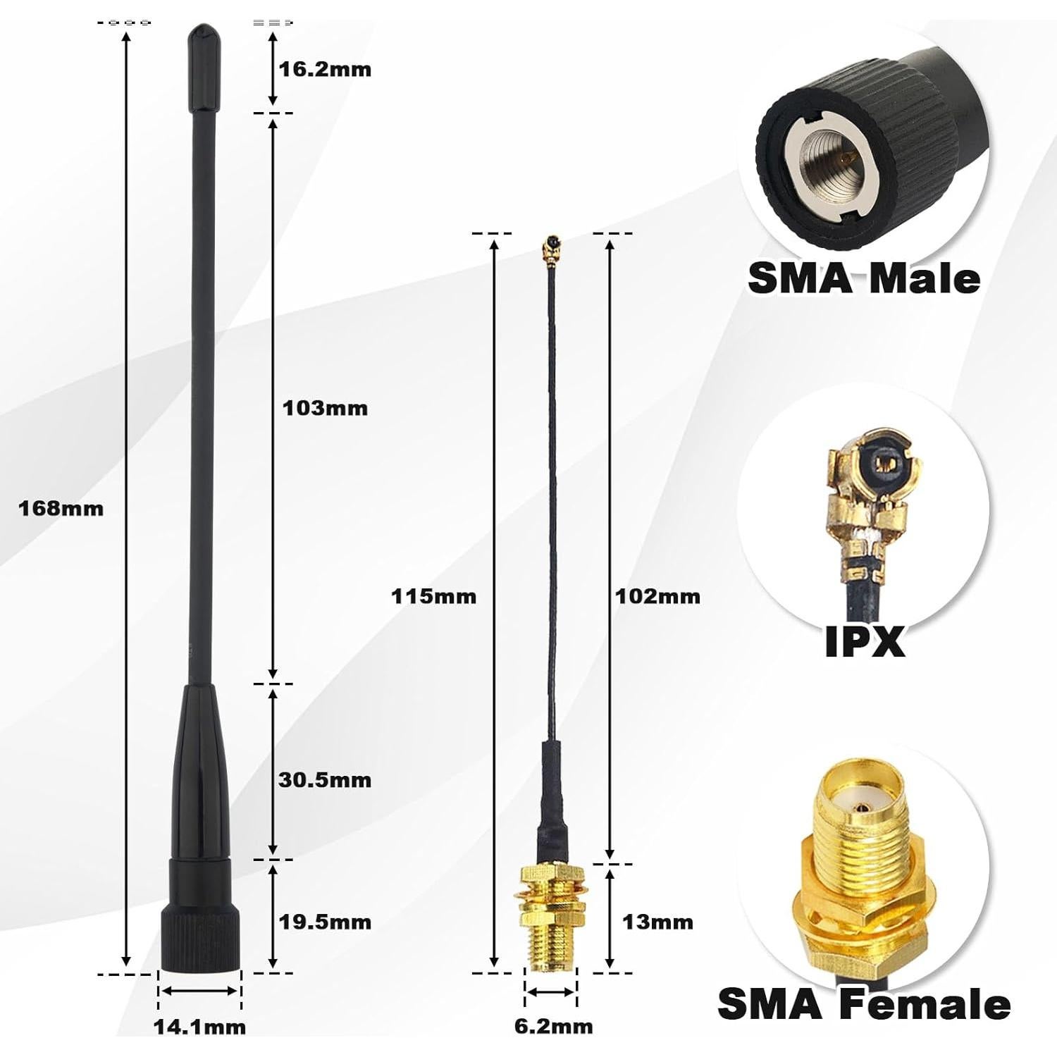 Antena de Pala 10dBi LoRa 915MHz SMA Macho 17cm + Adaptador