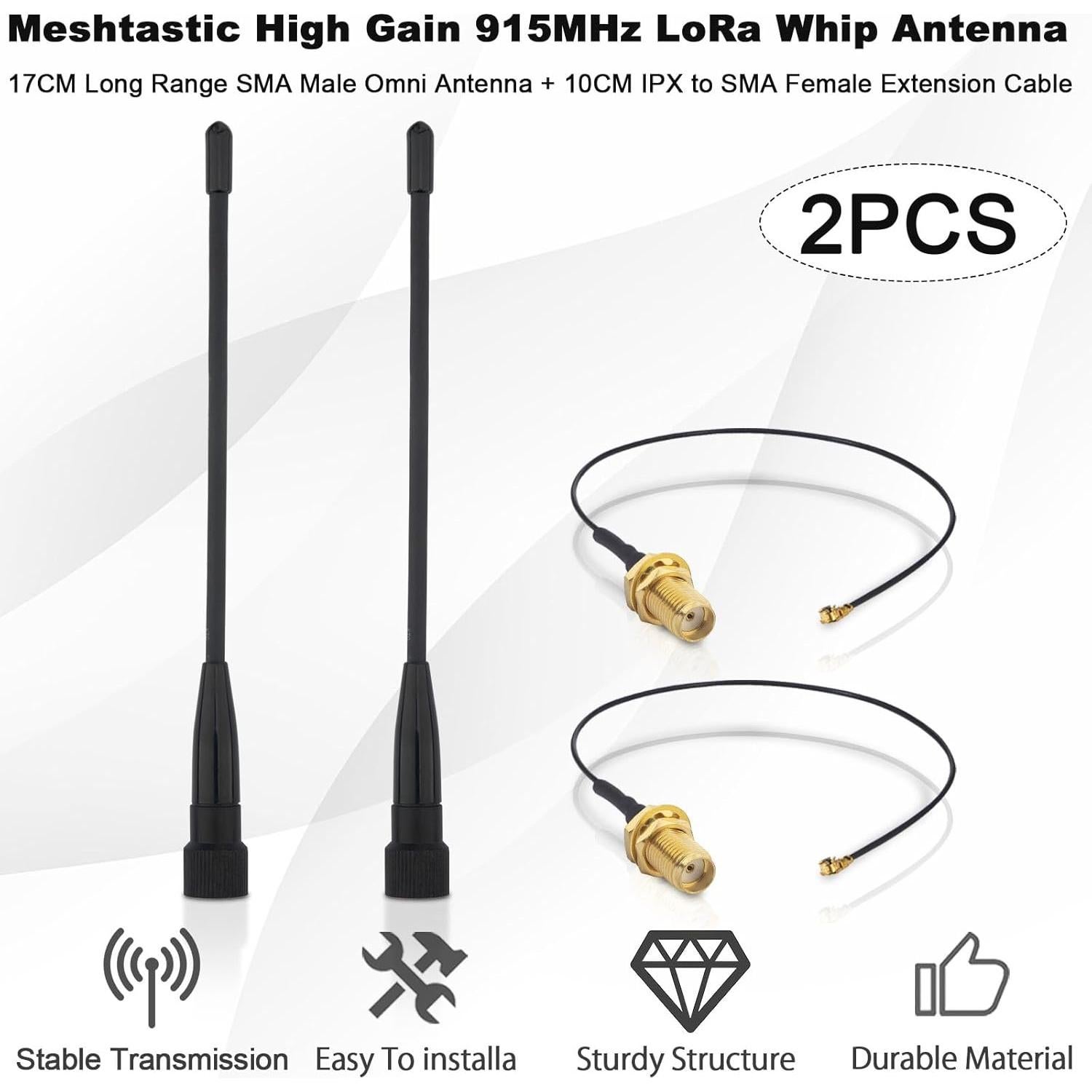 Antena de Pala 10dBi LoRa 915MHz SMA Macho 17cm + Adaptador