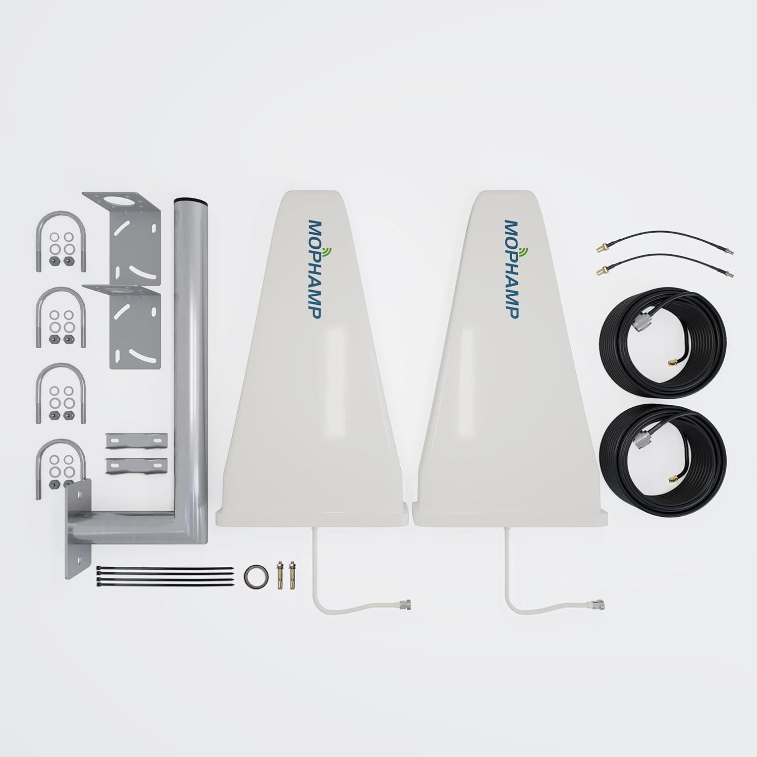 Kit Antena MIMO 2x2 Mophamp 15dBi 4G LTE/5G con Cables 9.75m