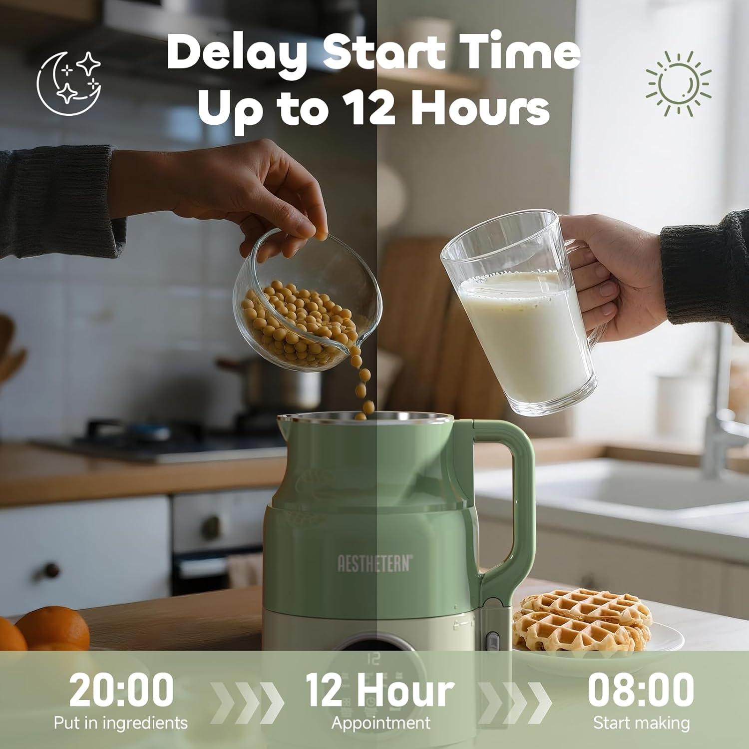 Máquina para Hacer Leche de Nueces Aesthetern 1L Verde 8 Preajustes