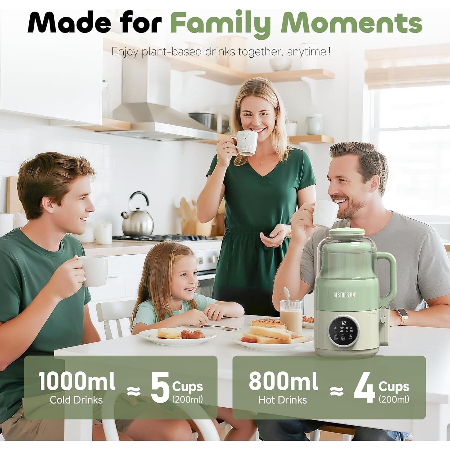 Máquina para Hacer Leche de Nueces Aesthetern 1L Verde 8 Preajustes