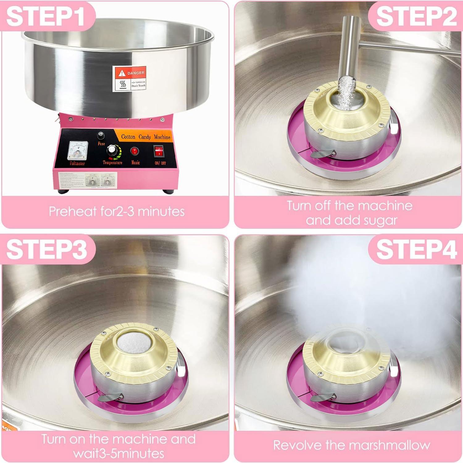 Máquina de Algodón de Azúcar Xapigo 1080W 2.2L Rosa