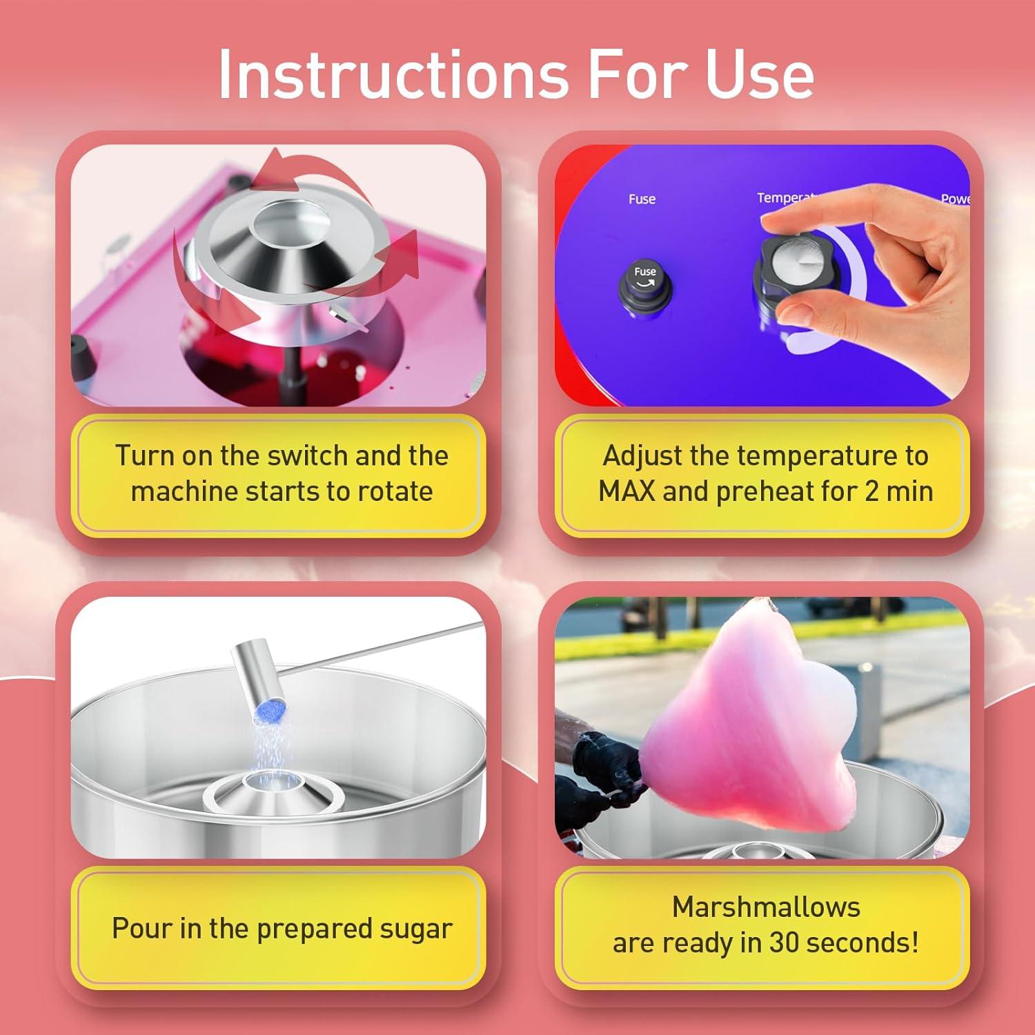 Máquina de Algodón de Azúcar HTTSICHI 15" Acero Inoxidable 1000W