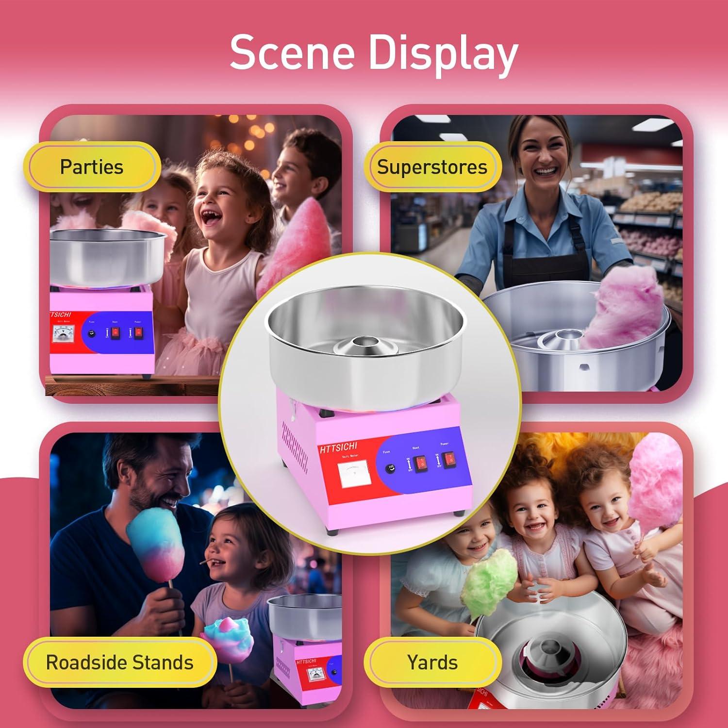 Máquina de Algodón de Azúcar HTTSICHI 15" Acero Inoxidable 1000W