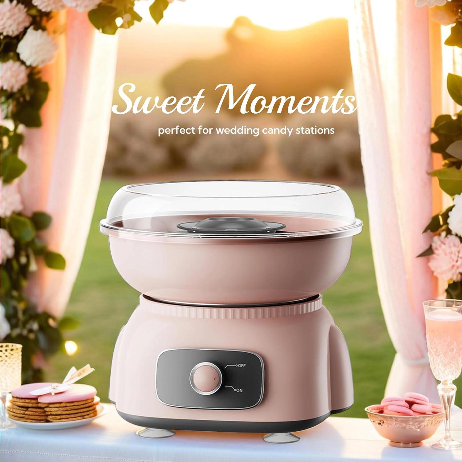 Máquina de Algodón de Azúcar Rosa Y500 - Compacta y Fácil de Limpiar