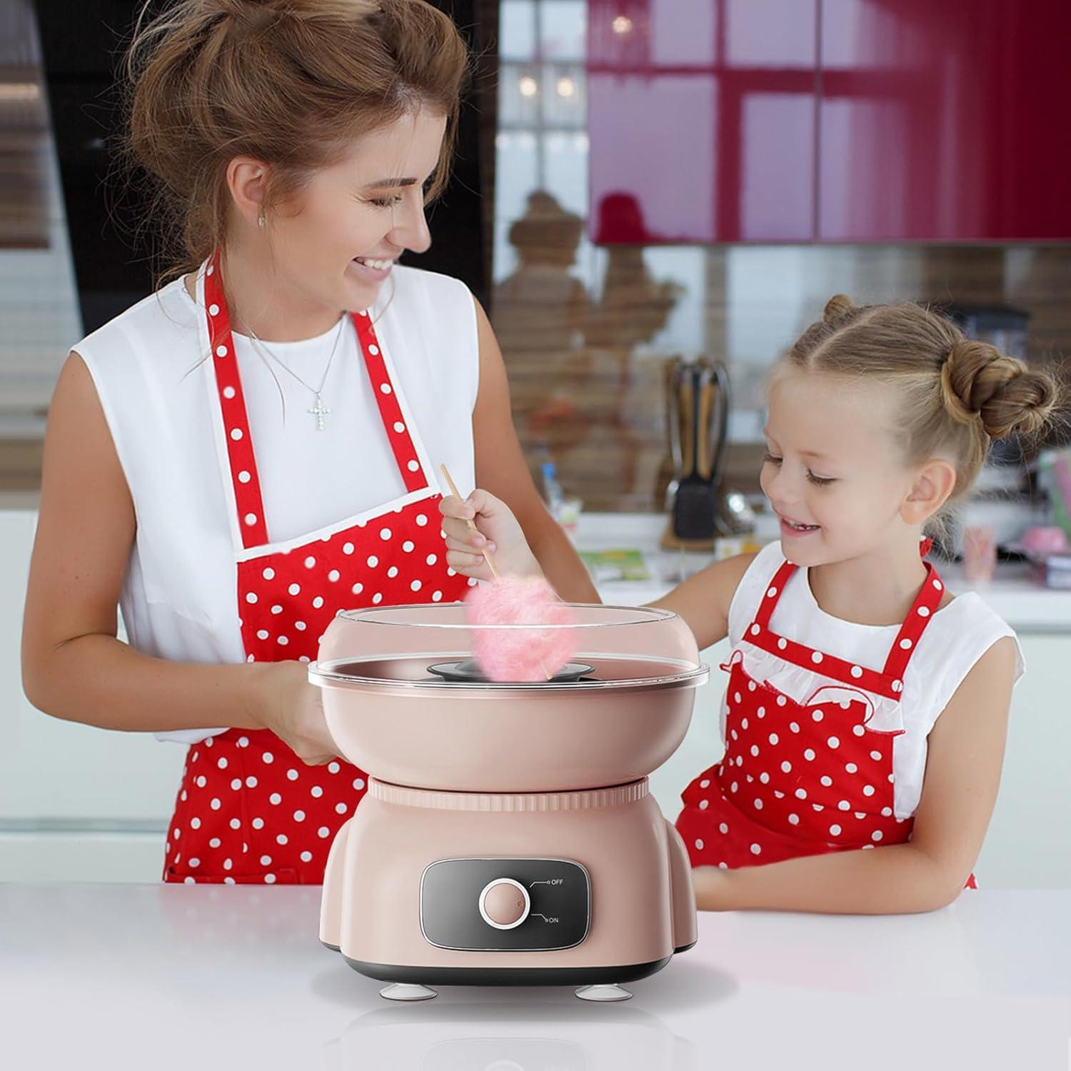 Máquina de Algodón de Azúcar Rosa Y500 - Compacta y Fácil de Limpiar