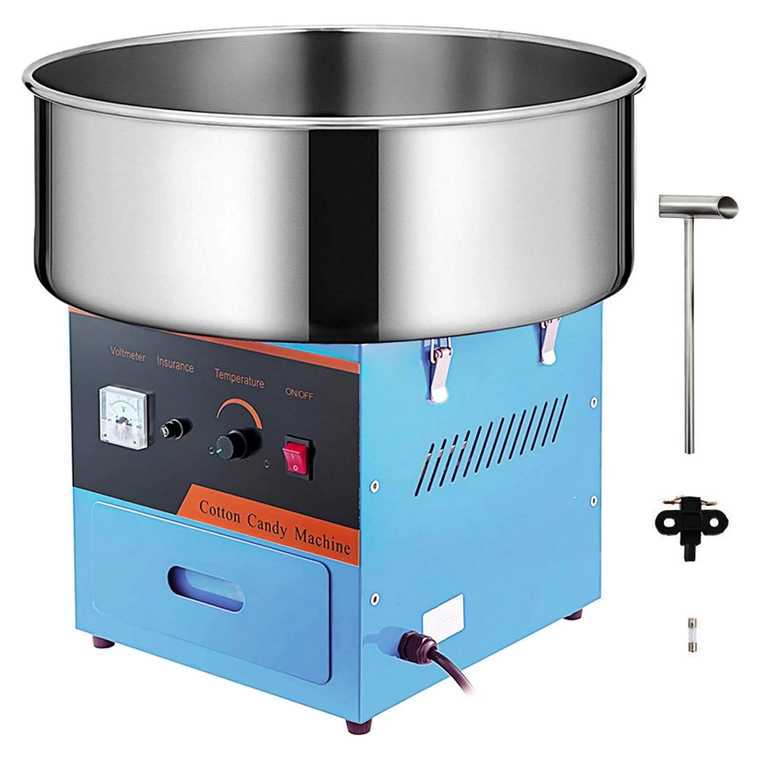 Máquina de Algodón de Azúcar Eléctrica 1000W Acero Inoxidable Azul