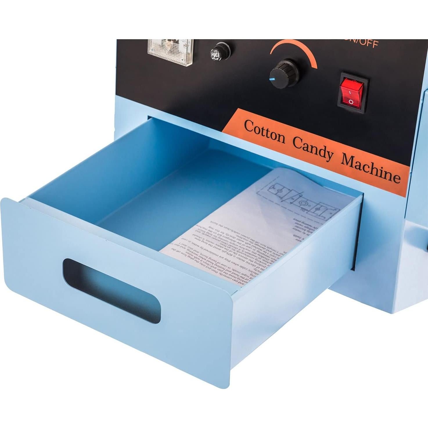 Máquina de Algodón de Azúcar Eléctrica 1000W Acero Inoxidable Azul