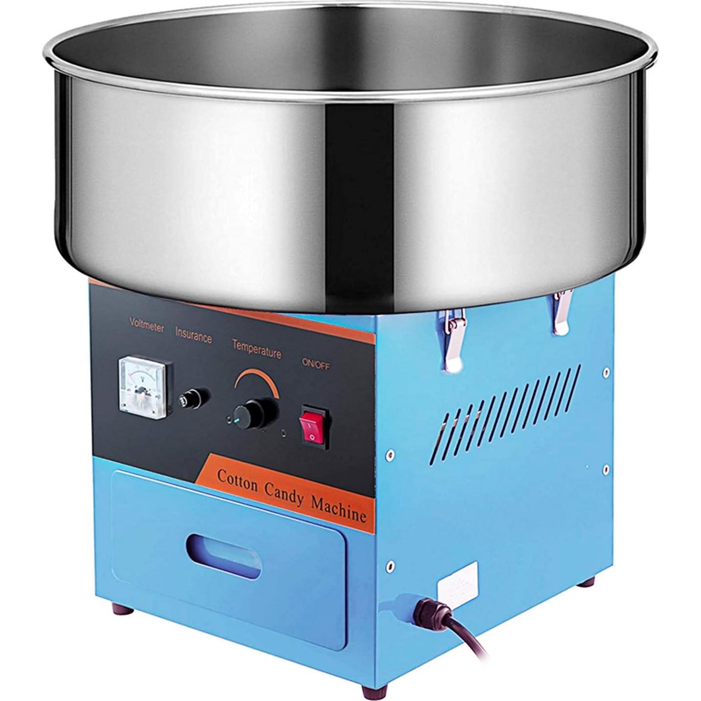 Máquina de Algodón de Azúcar Eléctrica 1000W Acero Inoxidable Azul